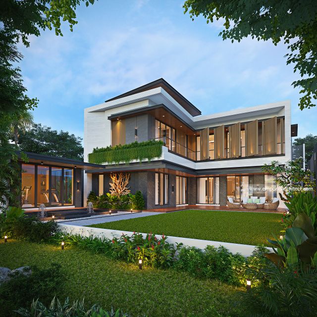Desain Tampak Belakang Rumah Modern 2 Lantai Bapak MZA di Sulawesi Selatan