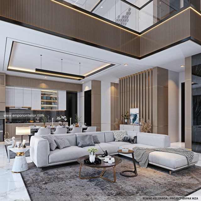 Desain Ruang Keluarga Rumah Modern 2 Lantai Bapak MZA di Sulawesi Selatan