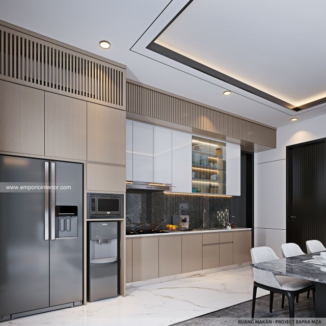 Desain Ruang Makan dan Dapur Rumah Modern 2 Lantai Bapak MZA di Sulawesi Selatan