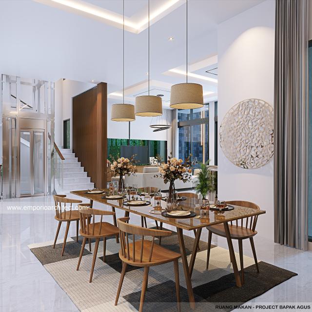 Desain Ruang Makan Rumah Modern 3 Lantai Bapak AGS di Jakarta