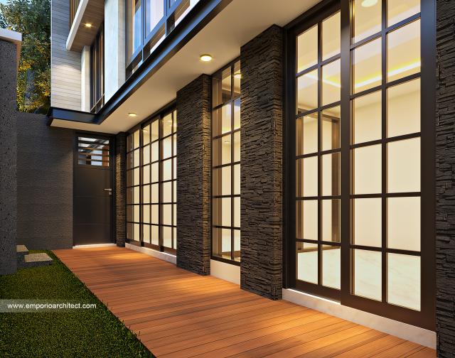 Desain Tampak Detail Samping Rumah Modern 3 Lantai Bapak Mirza di Tangerang