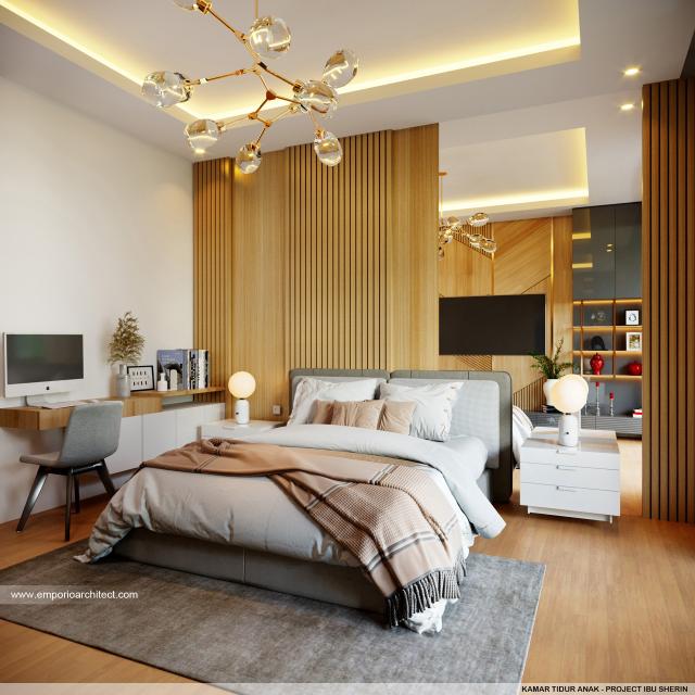 Desain Kamar Tidur Anak Rumah Modern 3 Lantai Ibu SHR di BSD, Tangerang Selatan