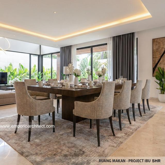 Desain Ruang Makan Rumah Modern 3 Lantai Ibu SHR di BSD, Tangerang Selatan