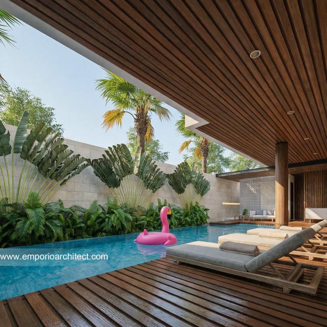 Desain Tampak Detail Belakang 4 Rumah Modern 3 Lantai Ibu SHR di BSD, Tangerang Selatan