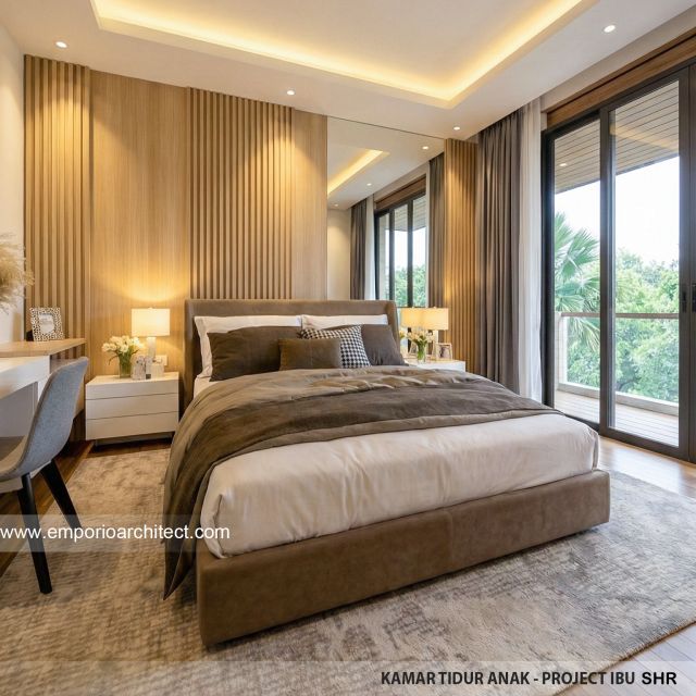 Desain Kamar Tidur Anak Rumah Modern 3 Lantai Ibu SHR di BSD, Tangerang Selatan