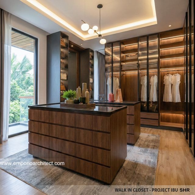 Desain Walk In Closet Rumah Modern 3 Lantai Ibu SHR di BSD, Tangerang Selatan