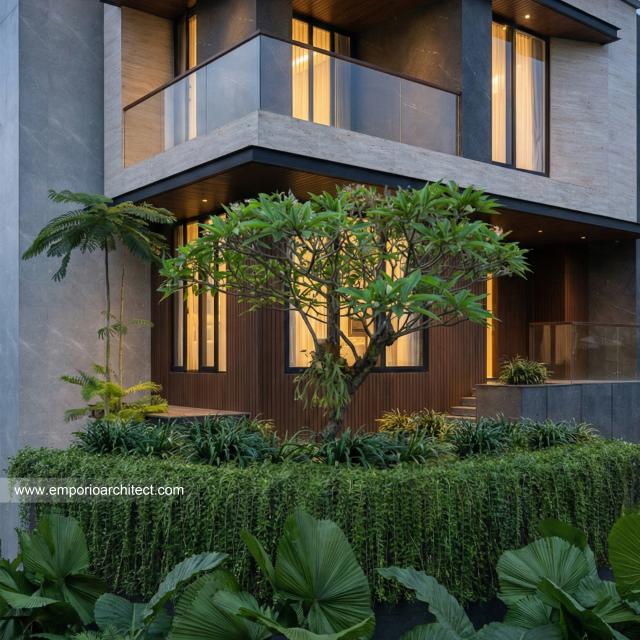 Desain Tampak Detail Hook Rumah Modern 3 Lantai Bapak ALV di Tangerang