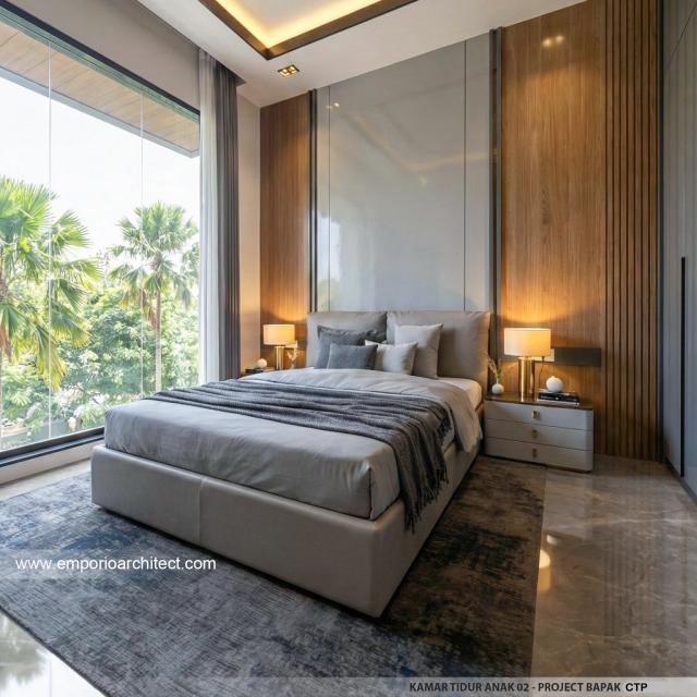 Desain Kamar Tidur Anak 2 Rumah Modern 3 Lantai Bapak CTP di Surabaya