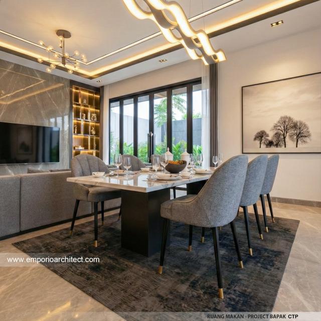 Desain Ruang Makan Rumah Modern 3 Lantai Bapak CTP di Surabaya