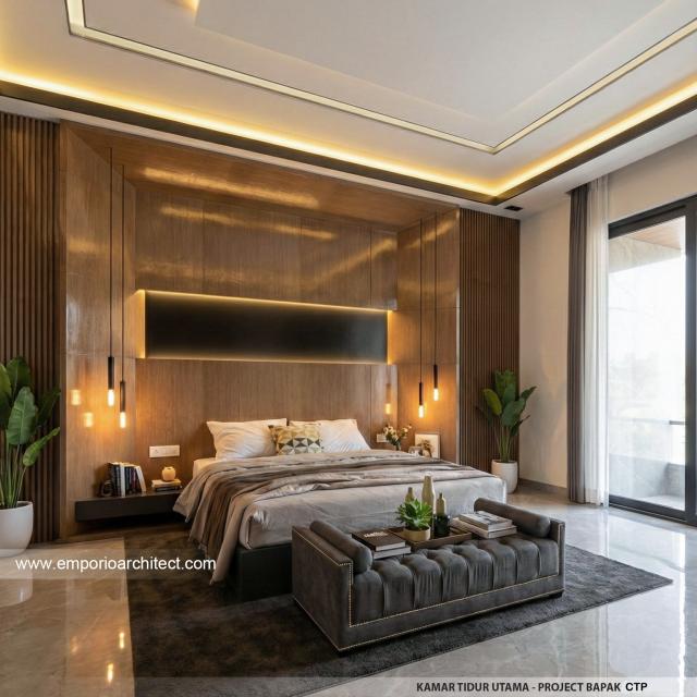 Desain Kamar Tidur Utama Rumah Modern 3 Lantai Bapak CTP di Surabaya