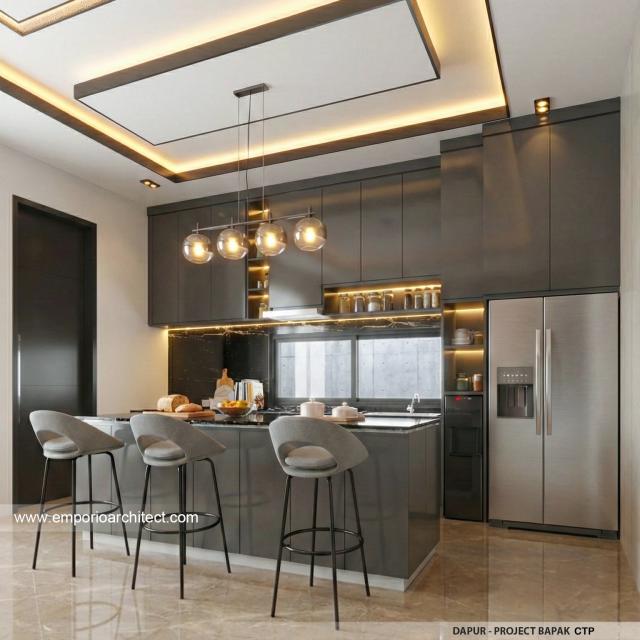 Desain Dapur Rumah Modern 3 Lantai Bapak CTP di Surabaya