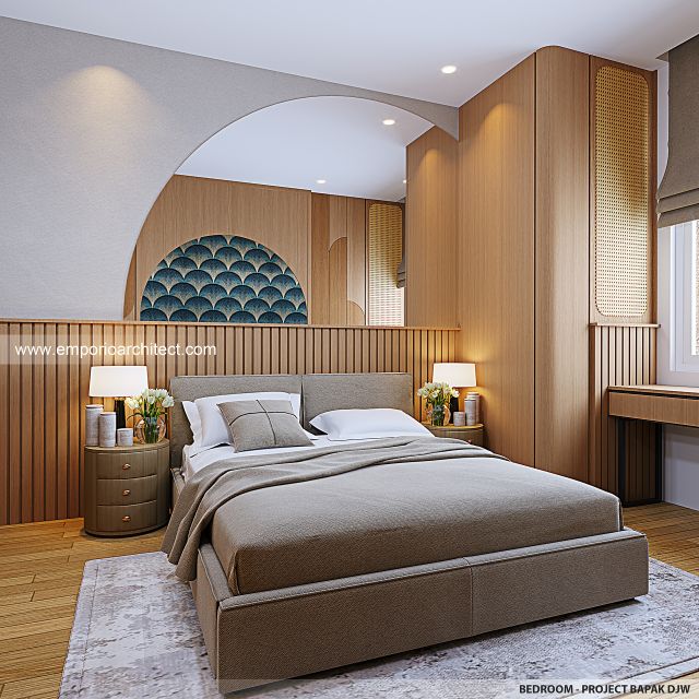 Desain Kamar Tidur Rumah Modern 3 Lantai Bapak DJW di Jakarta