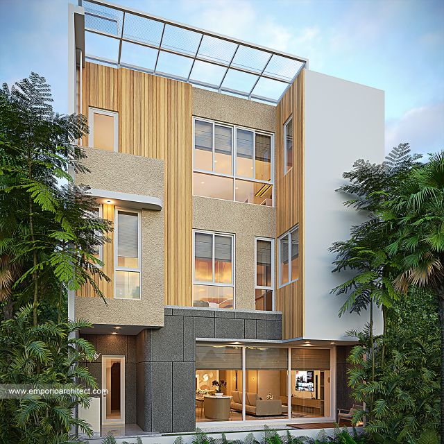 Desain Tampak Belakang Rumah Modern 3 Lantai Bapak DJW di Jakarta