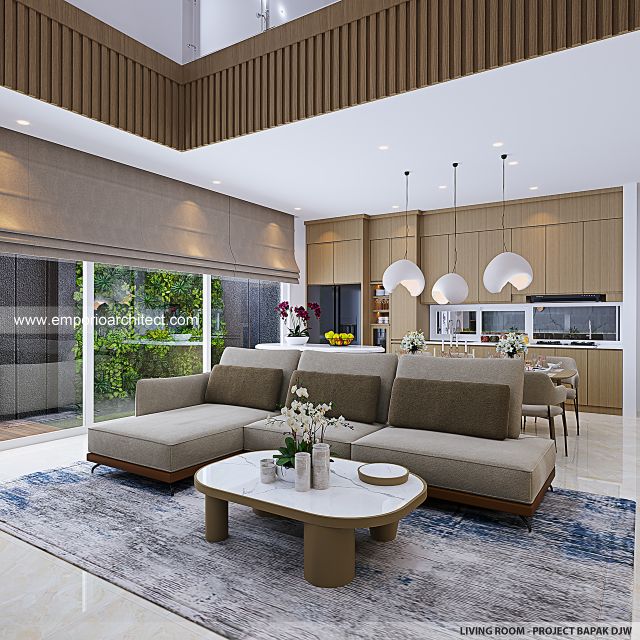 Desain Ruang Keluarga Rumah Modern 3 Lantai Bapak DJW di Jakarta
