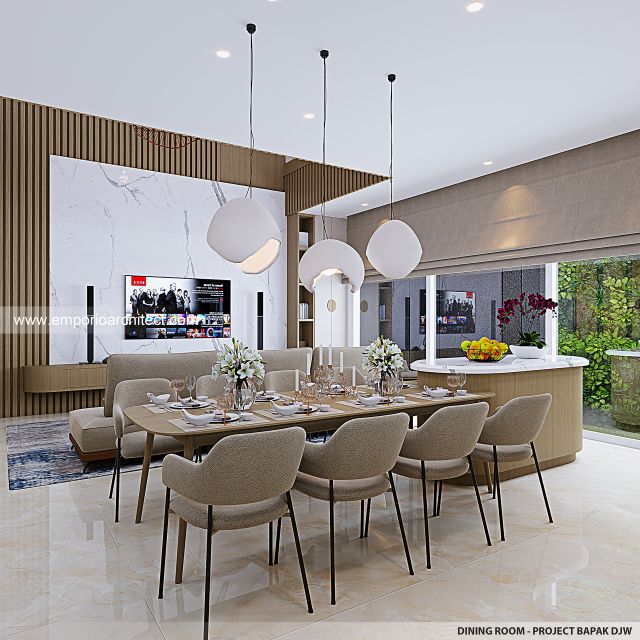 Desain Ruang Makan Rumah Modern 3 Lantai Bapak DJW di Jakarta