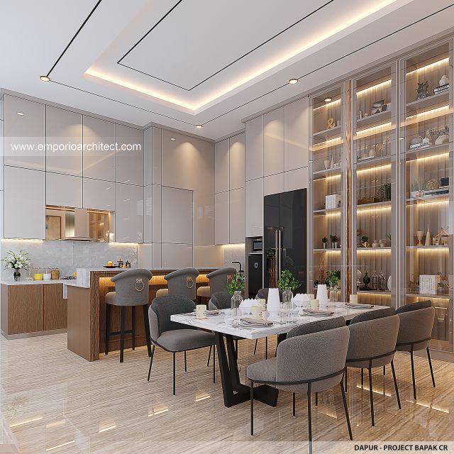Desain Dapur Rumah Modern 3 Lantai Bapak CR di PIK 2, Tangerang
