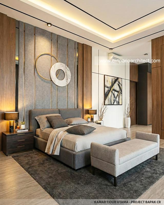 Desain Kamar Tidur Utama Rumah Modern 3 Lantai Bapak CR di PIK 2, Tangerang
