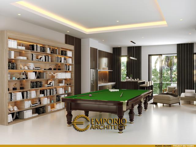 Desain Ruang Bilyard Rumah Modern 3 Lantai Ibu Yasmin di Bogor, Jawa Barat