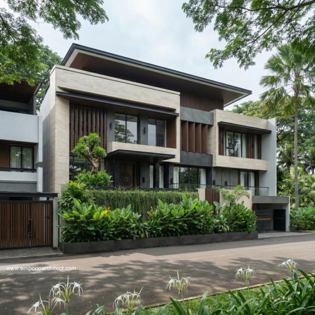 Desain Tampak Depan 2 Rumah Modern 3 Lantai Bapak RZ di Tegal, Jawa Tengah