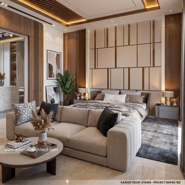 Desain Kamar Tidur Utama Rumah Modern 3 Lantai Bapak RZ di Tegal, Jawa Tengah