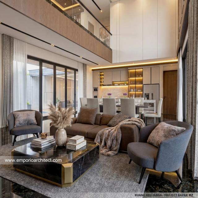 Desain Ruang Keluarga Rumah Modern 3 Lantai Bapak RZ di Tegal, Jawa Tengah