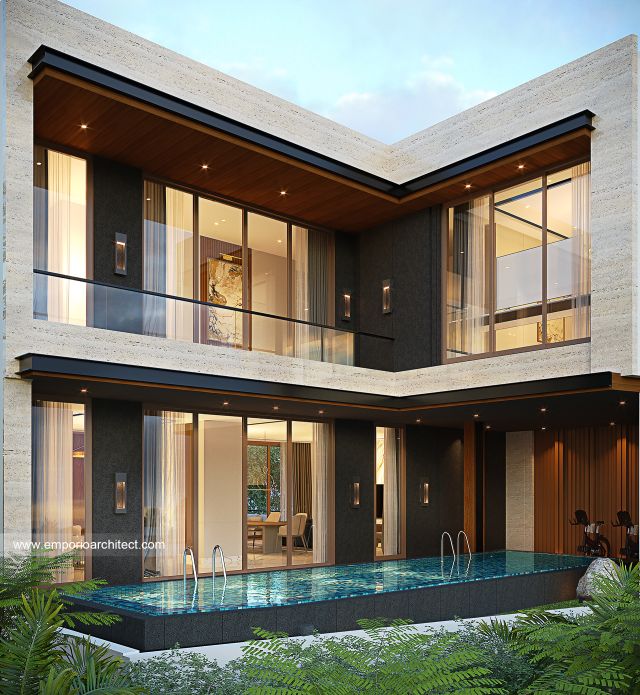 Desain Tampak Belakang Rumah Modern 3 Lantai Bapak HDR di Kudus, Jawa Tengah