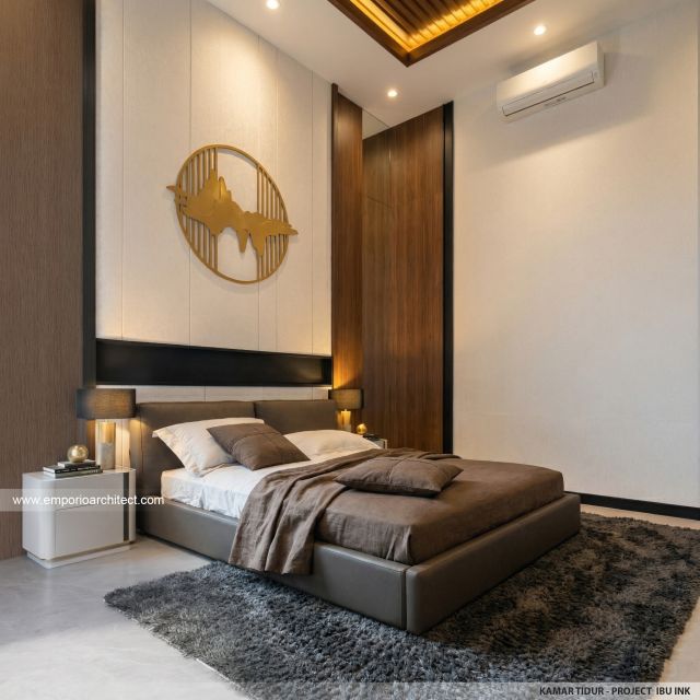 Desain Kamar Tidur Rumah Modern 3 Lantai Ibu INK di PIK 2, Tangerang
