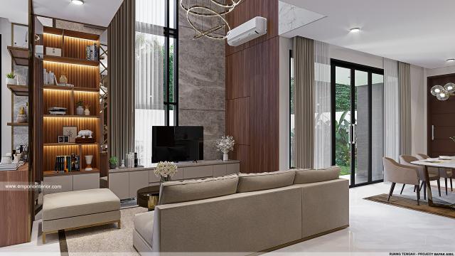 Desain Ruang Tengah Rumah Modern 3 Lantai Bapak Axel di Palembang