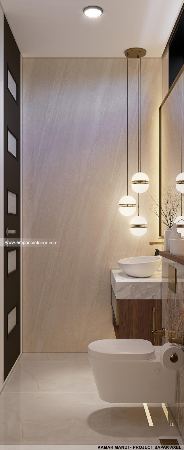 Desain Kamar Mandi Rumah Modern 3 Lantai Bapak Axel di Palembang