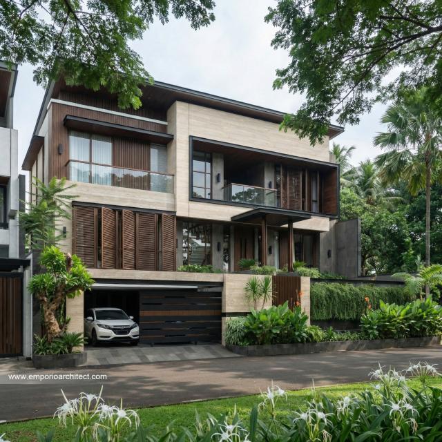 Desain Tampak Depan 3 Rumah Modern 3 Lantai Ibu VBB di Bandung