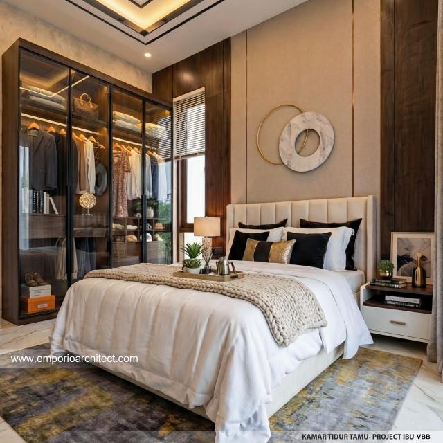 Desain Kamar Tidur Tamu Rumah Modern 3 Lantai Ibu VBB di Bandung