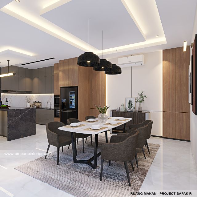 Desain Ruang Makan Rumah Modern 3 Lantai Bapak R di Cinere, Depok