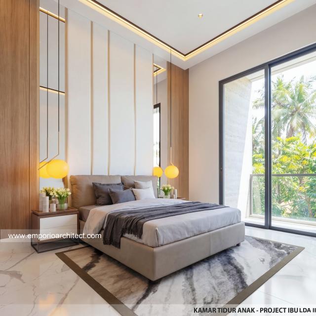 Desain Kamar Tidur Anak Rumah Modern 3 Lantai Ibu LDA II di Surabaya