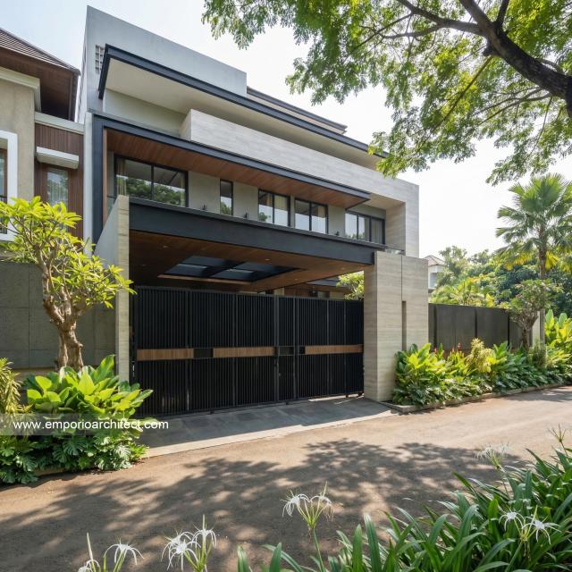 Desain Tampak Depan 3 Rumah Modern 3 Lantai Ibu LDA II di Surabaya
