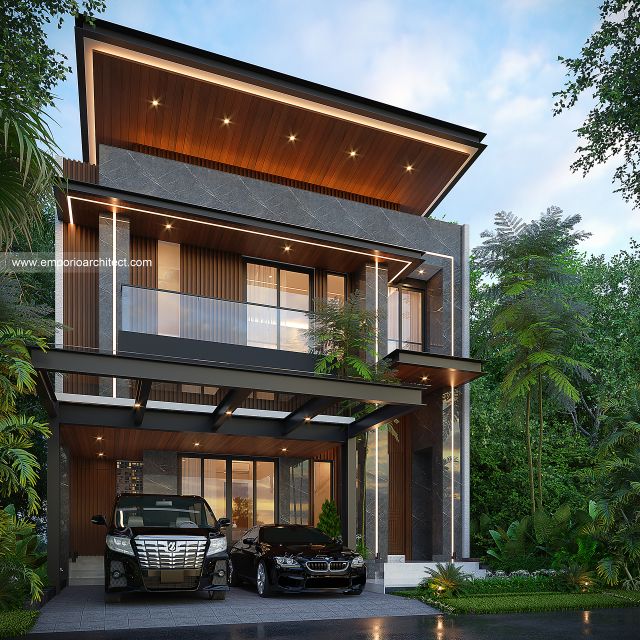 Desain Tampak Depan 3 Rumah Modern 3 Lantai Bapak SHG di Jakarta