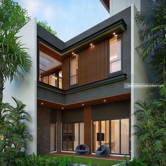 Desain Tampak Belakang Rumah Modern 3 Lantai Bapak SHG di Jakarta