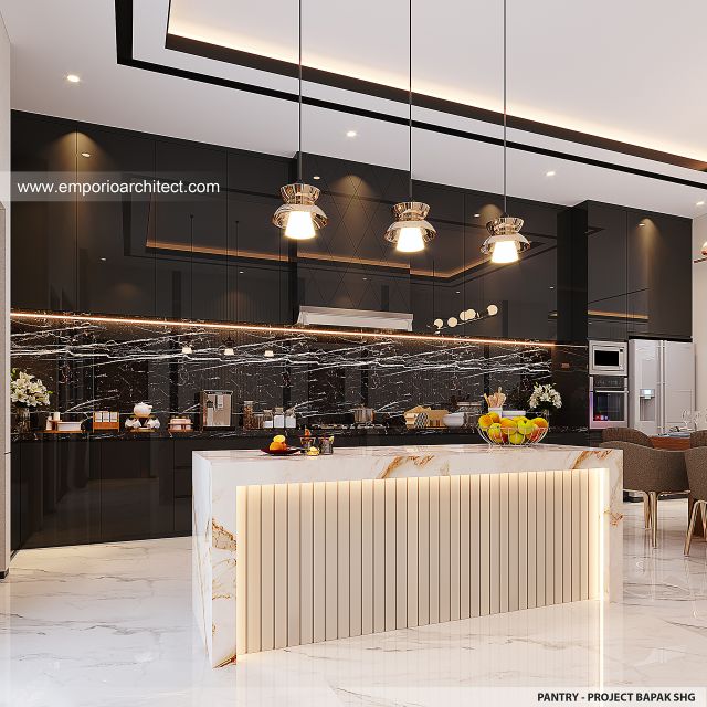 Desain Pantry Rumah Modern 3 Lantai Bapak SHG di Jakarta