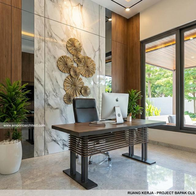 Desain Ruang Kerja Rumah Modern 3 Lantai Bapak CLS di Gading Serpong, Tangerang