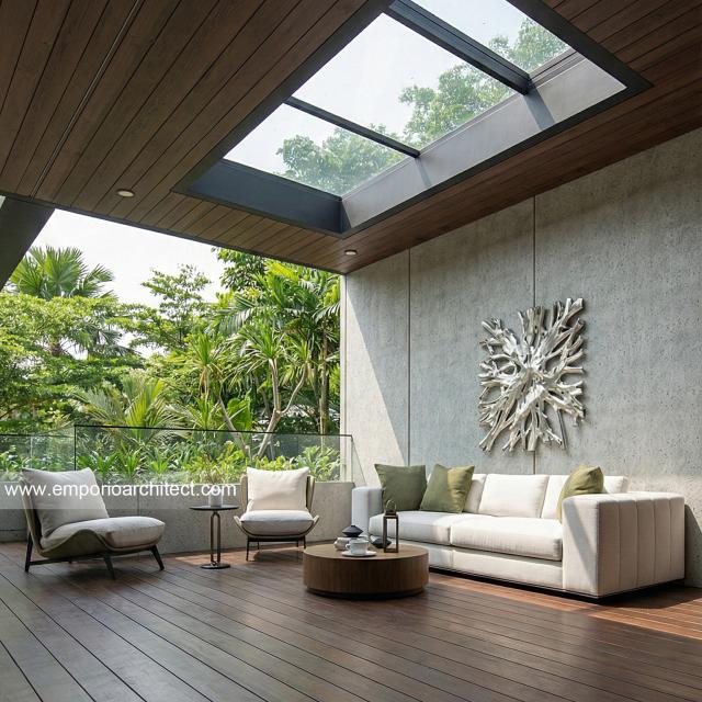 Desain Tampak Detail Balkon Rumah Modern 3 Lantai Bapak CLS di Gading Serpong, Tangerang