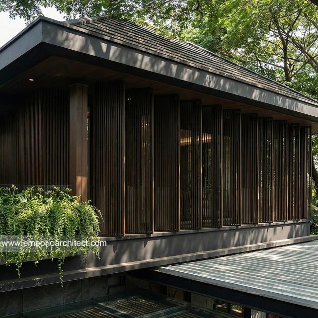 Desain Tampak Detail Depan 2 Rumah Modern 3 Lantai Bapak CLS di Gading Serpong, Tangerang