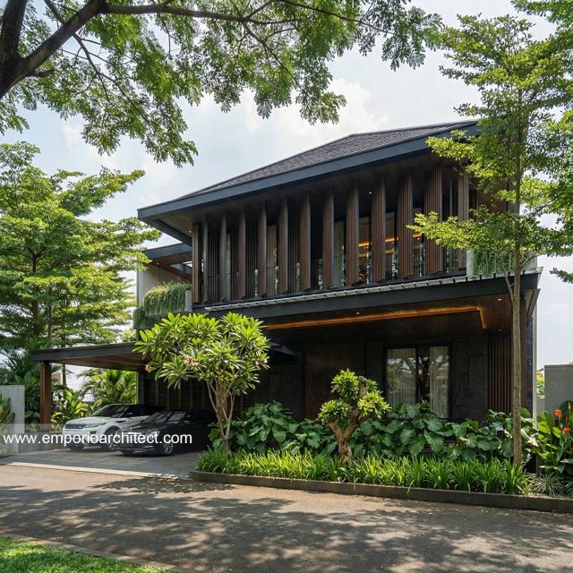 Desain Tampak Depan 2 Rumah Modern 3 Lantai Bapak CLS di Gading Serpong, Tangerang