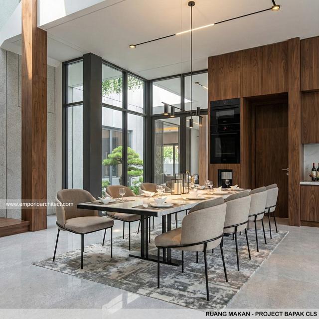 Desain Ruang Makan Rumah Modern 3 Lantai Bapak CLS di Gading Serpong, Tangerang
