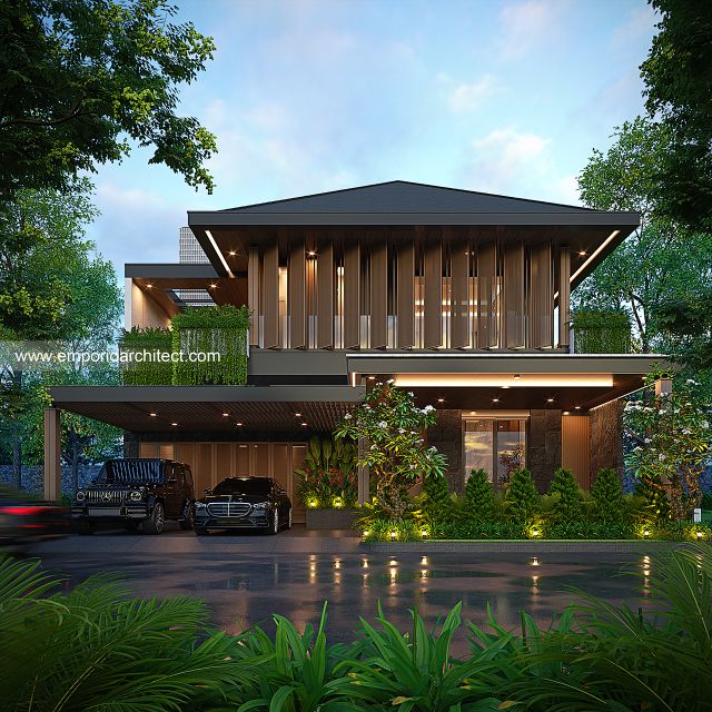 Desain Tampak Depan Rumah Modern 3 Lantai Bapak CLS di Gading Serpong, Tangerang