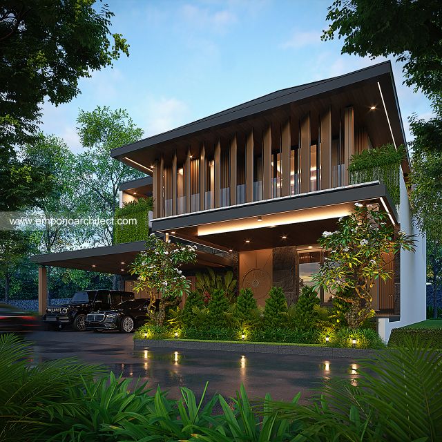 Desain Tampak Depan 2 Rumah Modern 3 Lantai Bapak CLS di Gading Serpong, Tangerang
