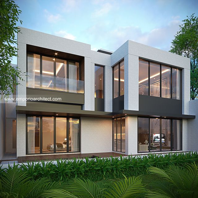 Desain Tampak Belakang Rumah Modern 3 Lantai Bapak CLS di Gading Serpong, Tangerang