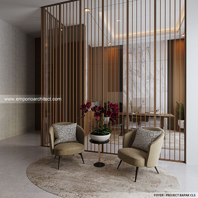 Desain Foyer Rumah Modern 3 Lantai Bapak CLS di Gading Serpong, Tangerang