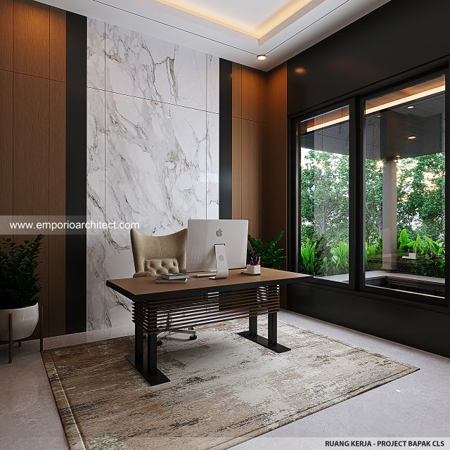 Desain Ruang Kerja Rumah Modern 3 Lantai Bapak CLS di Gading Serpong, Tangerang