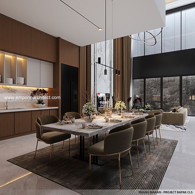 Desain Ruang Makan Rumah Modern 3 Lantai Bapak CLS di Gading Serpong, Tangerang