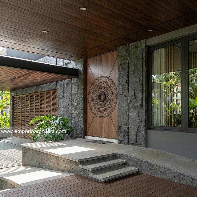 Desain Tampak Detail Depan 4 Rumah Modern 3 Lantai Bapak CLS di Gading Serpong, Tangerang