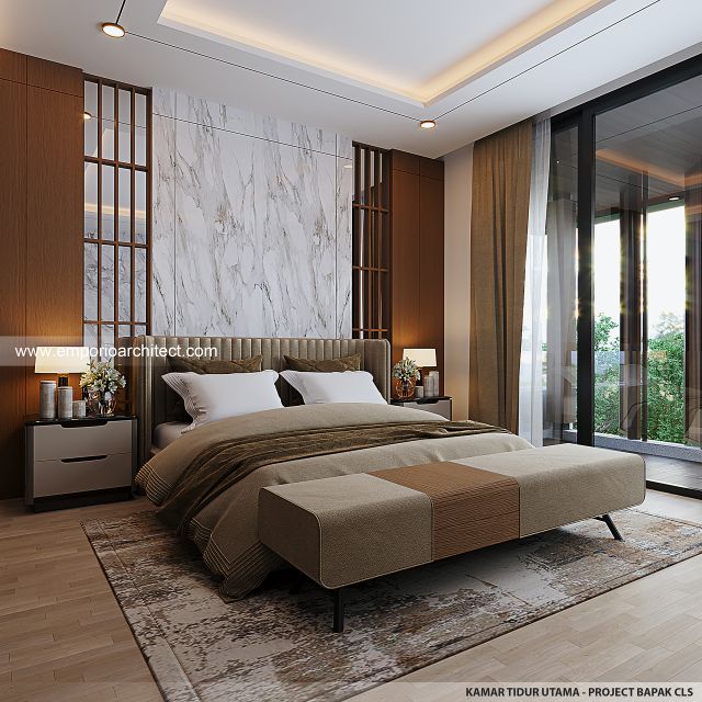 Desain Kamar Tidur Utama Rumah Modern 3 Lantai Bapak CLS di Gading Serpong, Tangerang